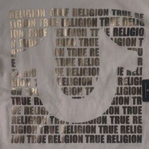 True Religion White Tee with Gold Accents